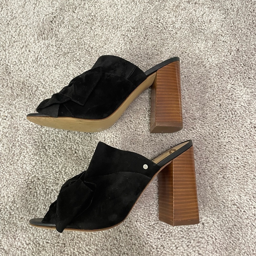 Sam Edelman Women’s Yumi Black Suede Heel Shoes - Picture 3 of 10